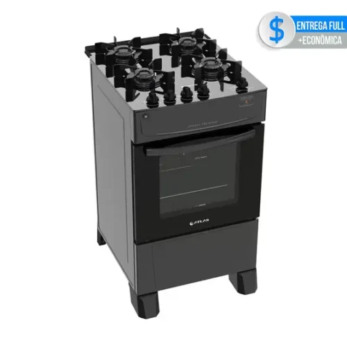Fogão 4 Bocas Branco Com Mesa de Vidro Atlas