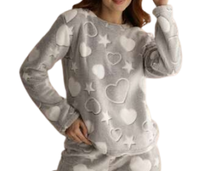 Pijama Feminino Fleece Peludinho Ted Inverno Fechado Longo